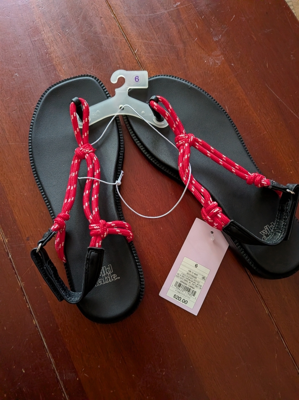 wild fable Red and Black Rope Strap Sandals - Size 6